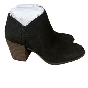 Lucky Brand Bellita Women's Black Leather Heeled Ankle Booties Size 11